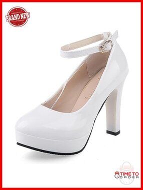 Womens Platform Mary Jane Heels Ankle Strap Buckle High Heel Pumps